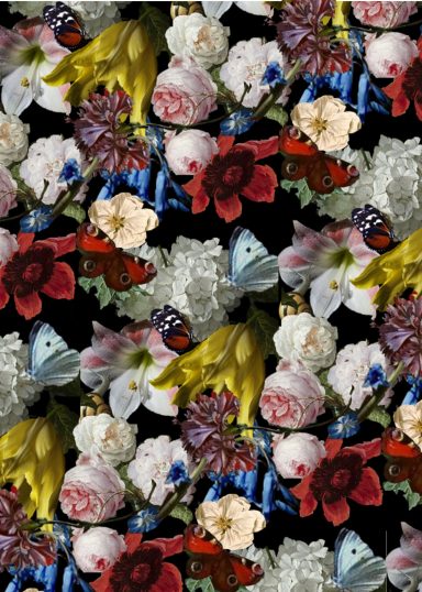 Dutch old masters flowers on a black background